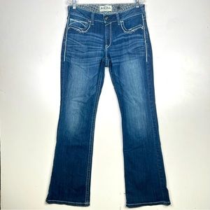 ARIAT REAL Mid Rise Boot Jeans 5-Pocket Style Dark Blue Wash